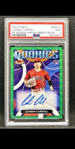 2023 Topps Finest Rookies Variation Auto Corbin Carroll Green Wave /99 PSA 9