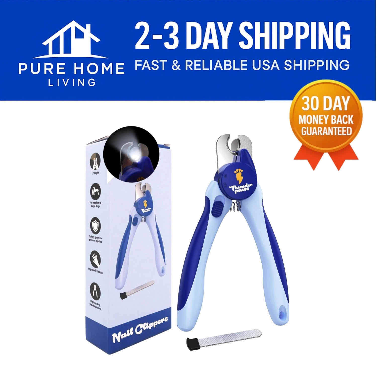 Professional-Grade LED Nail Clippers for Dogs & Cats with Protective Guard