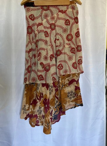 Vintage 70s Reversible Layered Woodstock Bohemian Adjustable Wrap Skirt One Size - Bild 9 von 19