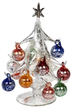 Red Co. 7.75" Argento Lucido Vintage Inspired Mini Glass Christmas Tree with ...