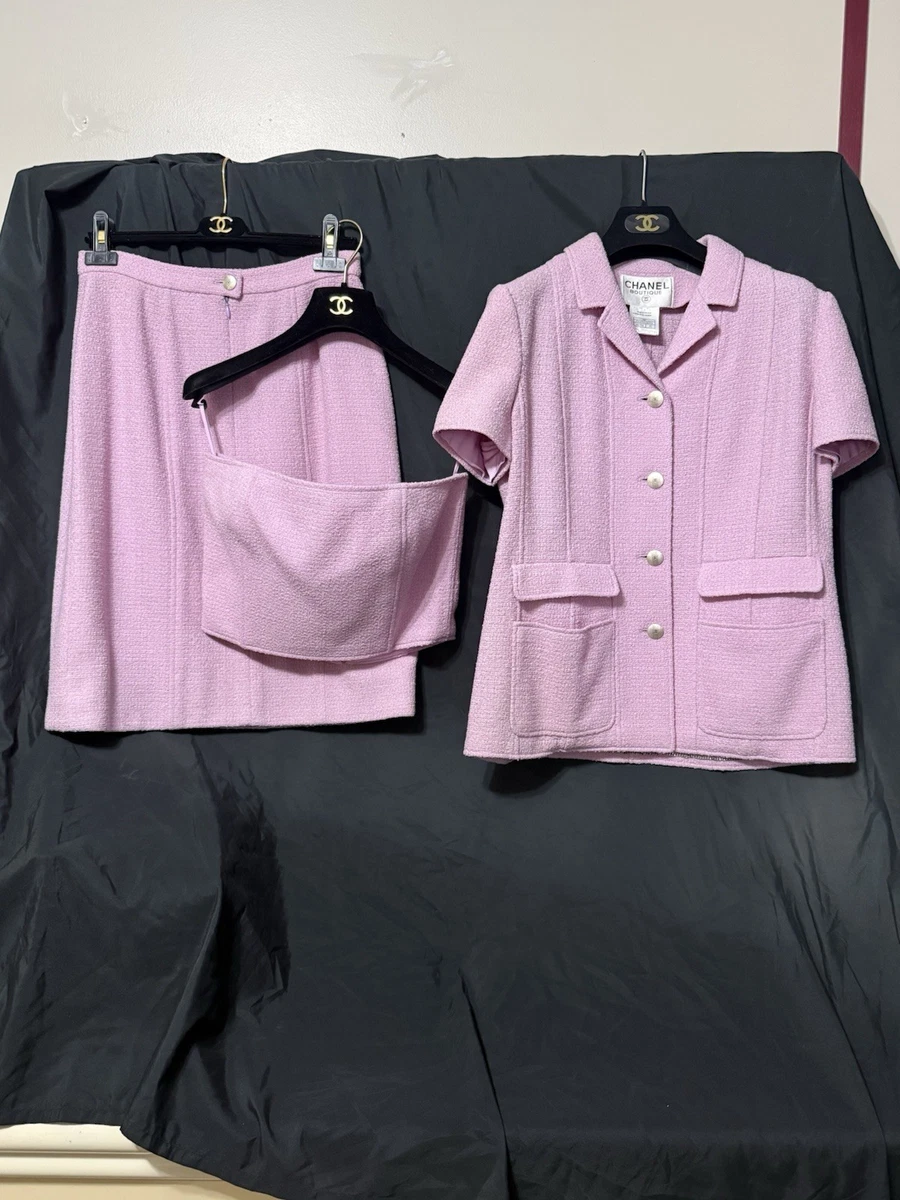 CHANEL Tweed Jacket Pink In Women's Suits & Blazers for sale | eBay