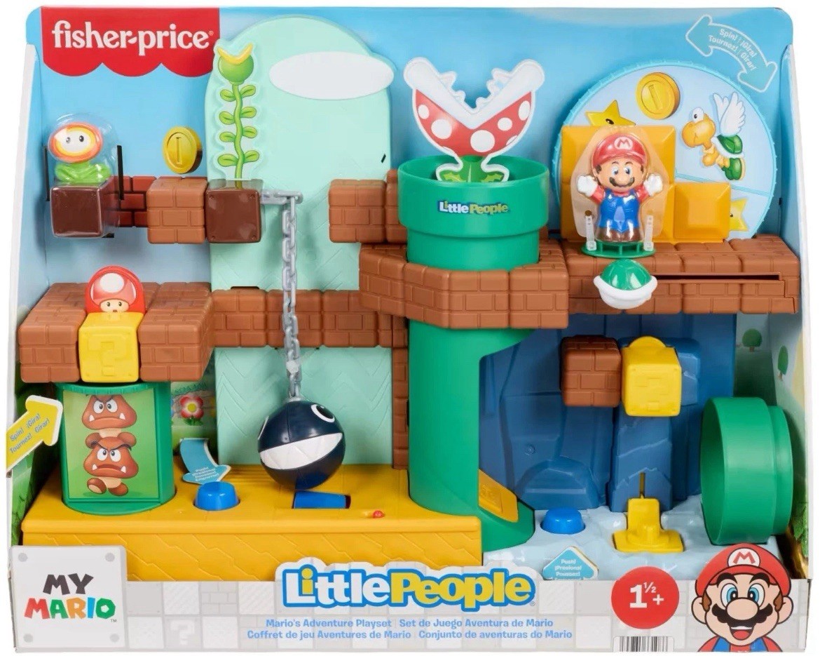 Set Fisher-Price Little People Super Mario – 6 Personaggi (Mario, Luigi, Peach, Toad, Yoshi E Bowser) Per Bambini Da 1 Anno In Su