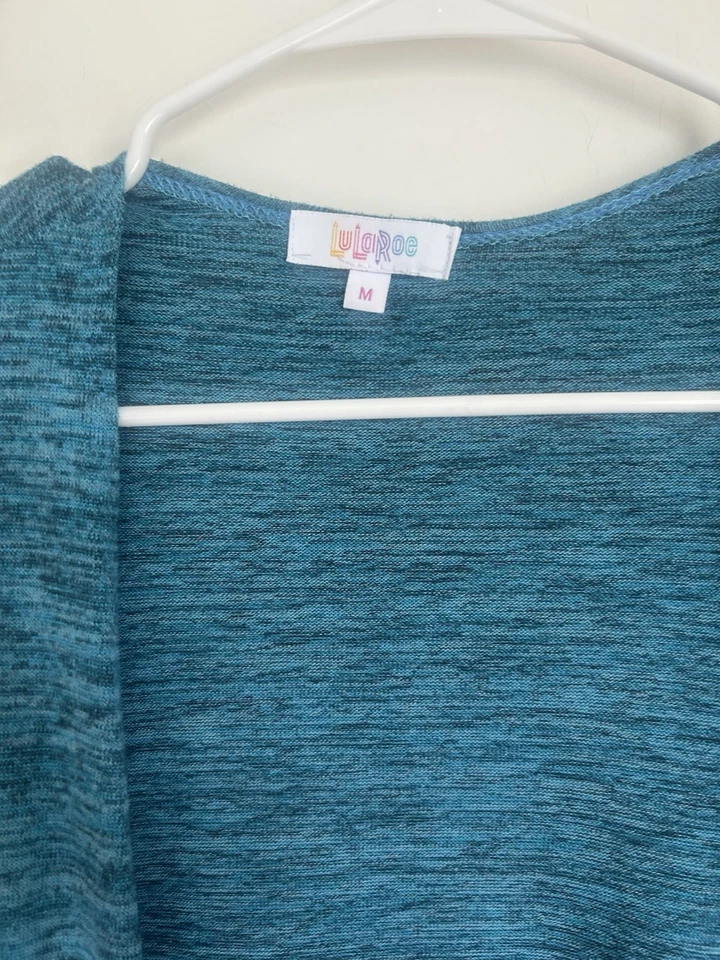 Cárdigan Sarah LuLaRoe Manga Larga Maxi Largo Azul y Negro Jaspeado - Talla M Foto 3 de 4