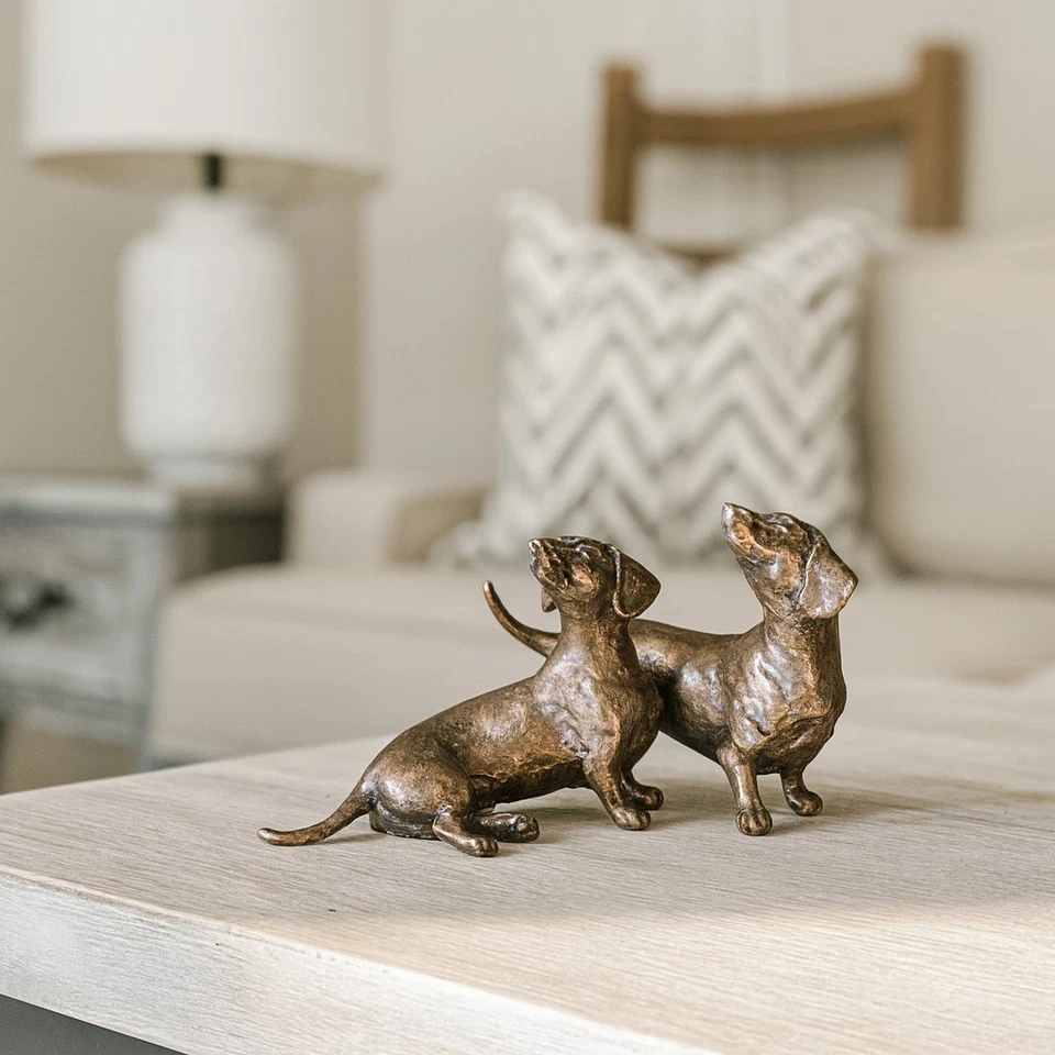 Bronze Dachshund Dogs Pair Sculpture - Limited Edition 200 - Image 2 of 2