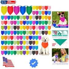 Adjustable Triangle Dog Bandanas - 100 pcs in 25 Colors for Cats & Dogs