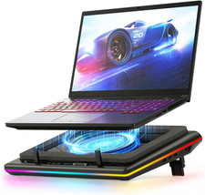 V12 RGB Laptop Cooling Pad, Gaming Laptop Cooler with 5.5 Inch Powerful Turbofan