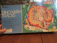 DINO MATH TRACKS Vintage 1992 Learning Board Game Dinosaur Homeschool Complete