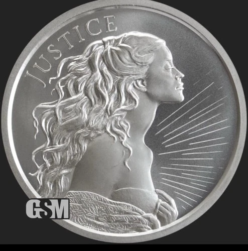 1 OZ .999 PURE SILVER SHIELD 2020 JUSTICE ROUND COIN FREEDOM GIRL BU BULLION NEW