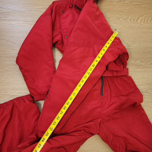 Vintage Nils High Neck Solid Red Winter Ski Snow Suit Womens 8 Quilted Belted - Picture 6 of 24