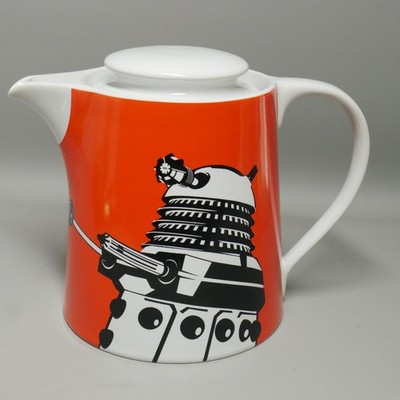 BBC Doctor Who Dalek Graphic Orange Teapot BBC Merch EUC