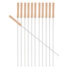 12 Pcs Stainless Steel Barbecue Skewers With Wood Handle For BBQ Outdoor