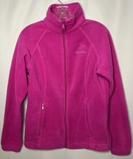 Columbia Women  s Pink Full Zip Fleece Jacket Outdoor Hiking Size Small