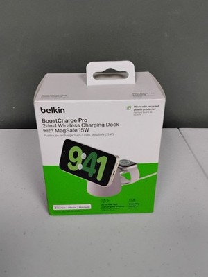 New, Sealed! Belkin BoostCharge Pro 2-in-1 Wireless Charging Dock w/ Magsafe 15W