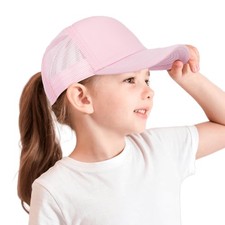 Kids Mesh Baseball-Cap Sun-Protection Adjustable Boys Girls 3-7 Years, Pink