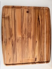 Tu Medium Brown Wood Rectangle Cutting Board Grooved Edge Juice Groove Kitchen