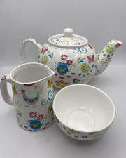 Shannonbridge Ireland Funky Hen Teapot Creamer & Sugar Bowl Set