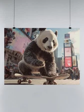 Panda Skateboarding Adventure UN Poster