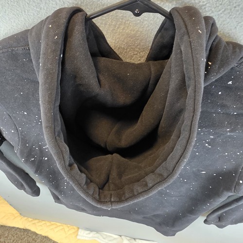 Superdry Hoodie Mens Medium Black Paint Splatter World Wide Sport Tokyo Oversize - Picture 8 of 11