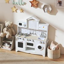 AIYAPLAY Kinderküche Spielküche mit Ofen Spüle Soundfunktion und Zubehör