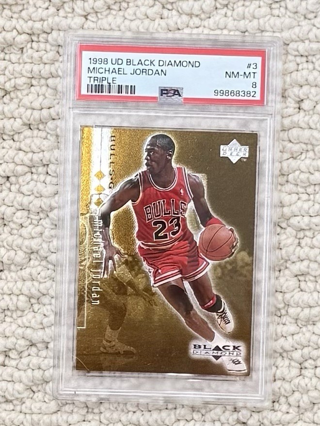 1998-99 Upper Deck Black Diamond #3 Michael Jordan Triple /1500 PSA  8 Low Pop
