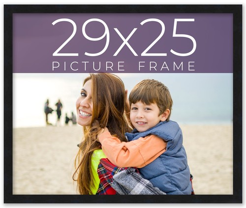 29x25 Frame Black Real Wood Picture Frame Width 0.75 inches | Interior Frame Dep