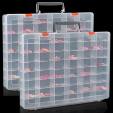 2 Packs Large 48 Grids Clear Plastic Organizer Boxes with Dividers