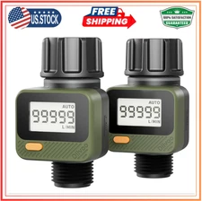 Diivoo Water Flow Meter 2 Pack, 4 Modes, ±5% Accuracy, for Hose/RV Use