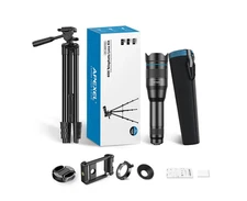 Apexel 60X Coated Optics Cell Phone Monocular Telephoto Lens Kit Tripod Telecope