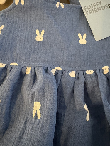 FLUFFY FRIENDS jeansblau Rüschenärmel OSTERN PARTY KLEID Welpe/Hund SMALL Neu mit Etikett - Bild 2 von 3
