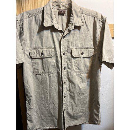 Great Northwest Shirt Men M Button Up Brown Short Sleeve Canvas Workwear Fishing - Picture 5 of 9