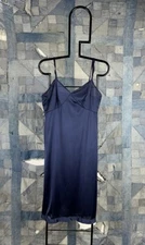 Sans Souci Women’s Vintage Navy Blue Nylon Slip Dress Nightgown Size 34