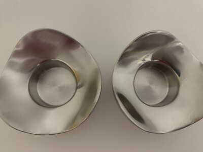 GEORG Jensen Denmark Bloom Mid 20C Vintage .Tea Lights Candle Holder  Pair . 