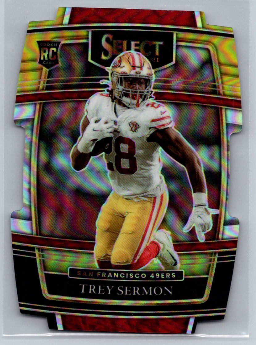 2021 Panini Select #68 Trey Sermon Black and Gold Prizm Die Cut