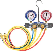 A/C Manifold Gauge Tool Set 49968 Charging Manifold 4 Valve 60" Hoses for R-22