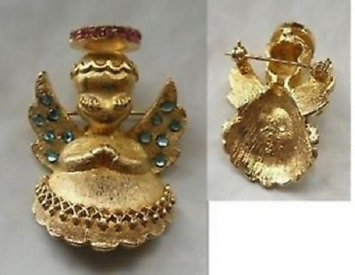 VINTAGE SIGNÉ TRIFARI Crown Doré Poli Volutes Forme Broche EUR 46,37