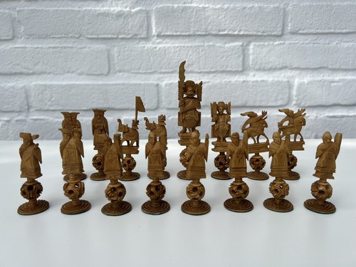 Schach geschnitzt Hong Kong Chess Set Carved Hang On Ivory Mystery Puzzle Ball - Bild 8 von 16