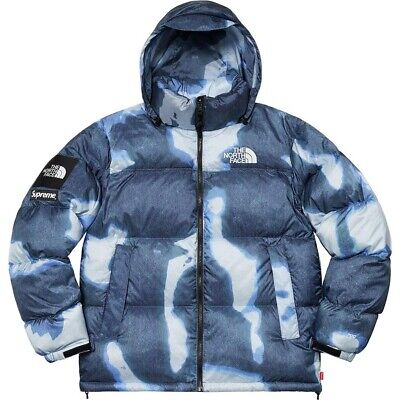 Supreme The North Face Bleached Denim Print Nuptse Jacket Indigo L | eBay