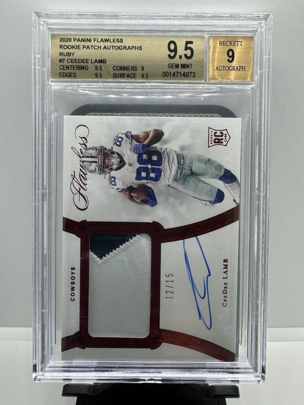 CeeDee Lamb Panini Flawless Rookie Patch Autograph #RPACDL Ruby
