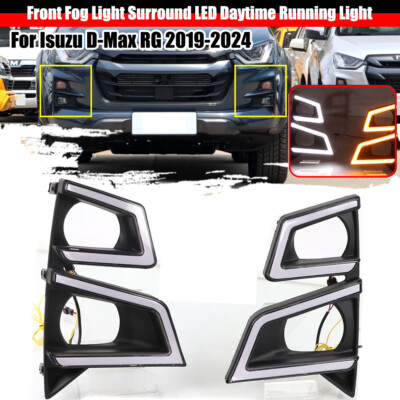 2x For Isuzu D-MAX 2019-24 LED DRL Daytime Running Light Fog Lamp w/ Turn Signal
