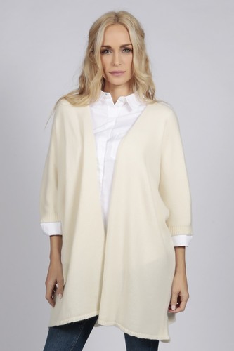 Cream White Cashmere Duster Cardigan 