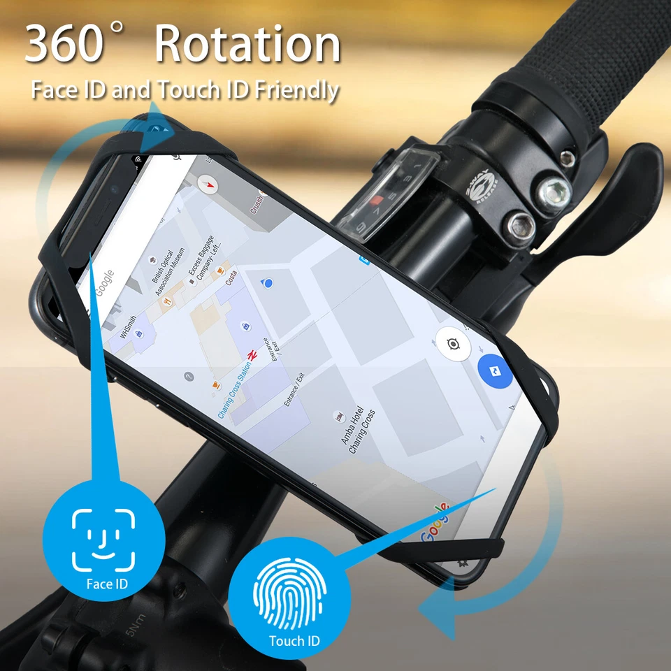 Cell Phone Silicone Mount Holder GPS Motorcycle MTB Bike Bicycle 360 Rotation - Image 2 of 4