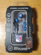 New York Rangers NHL Hockey Sports Armor ear buds with microphone earbuds New