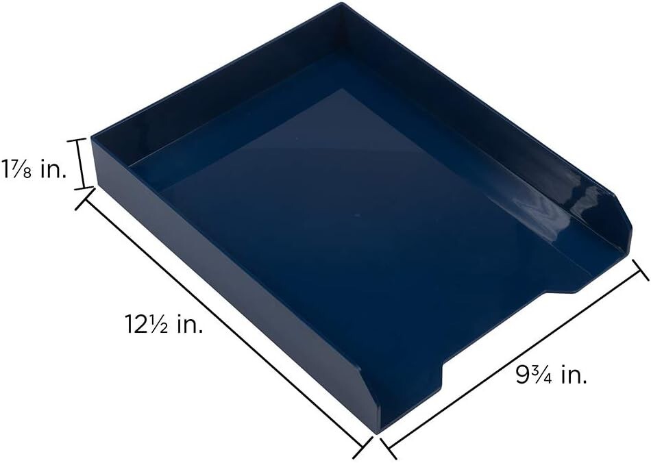 Navy Blue Stackable Paper Tray Stylish Desktop Letter & Document