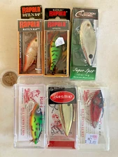 NEW LURES LOT 6 LIPLESS CRANKBAITS RAPALA RATTL’N RAP BILL LEWIS RAT-L-TRAPS NIB