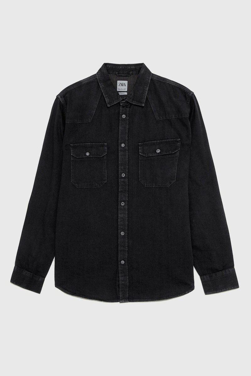 New Zara Western Denim Shirt S Black or Blue 8574/399 jeans