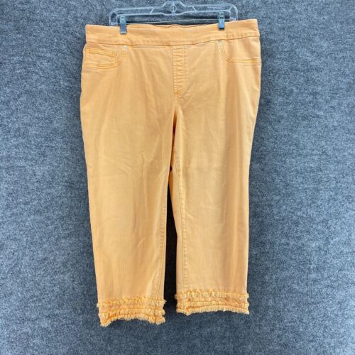 Chico's Capri Pants Women 16 Plus Orange High Rise Pull On Skinny Cotton Pockets