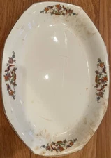 VINTAGE HOMER LAUGHLIN SERVING PLATTER CHINA 13.75” INCHES FLOWERS WHITE