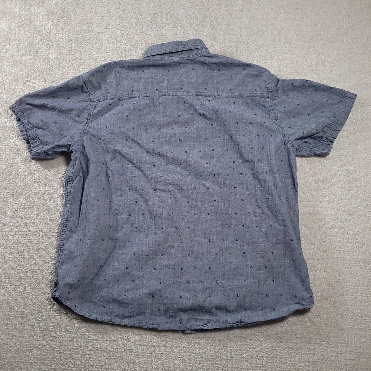 Lee Button Up Shirt Men's 2XB Blue Sail Boat Print Short Sleeve