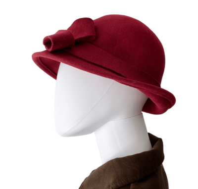 Red Wool Felt Cloche Hat with Bow,OS | eBay display picture 1
