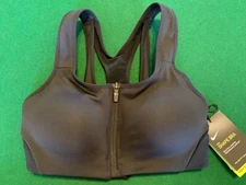 New! Womens XS NIKE DRI-FIT SHAPE HIGH SUPPORT PADDED ZIP-FRONT BLACK SPORTS BRA
